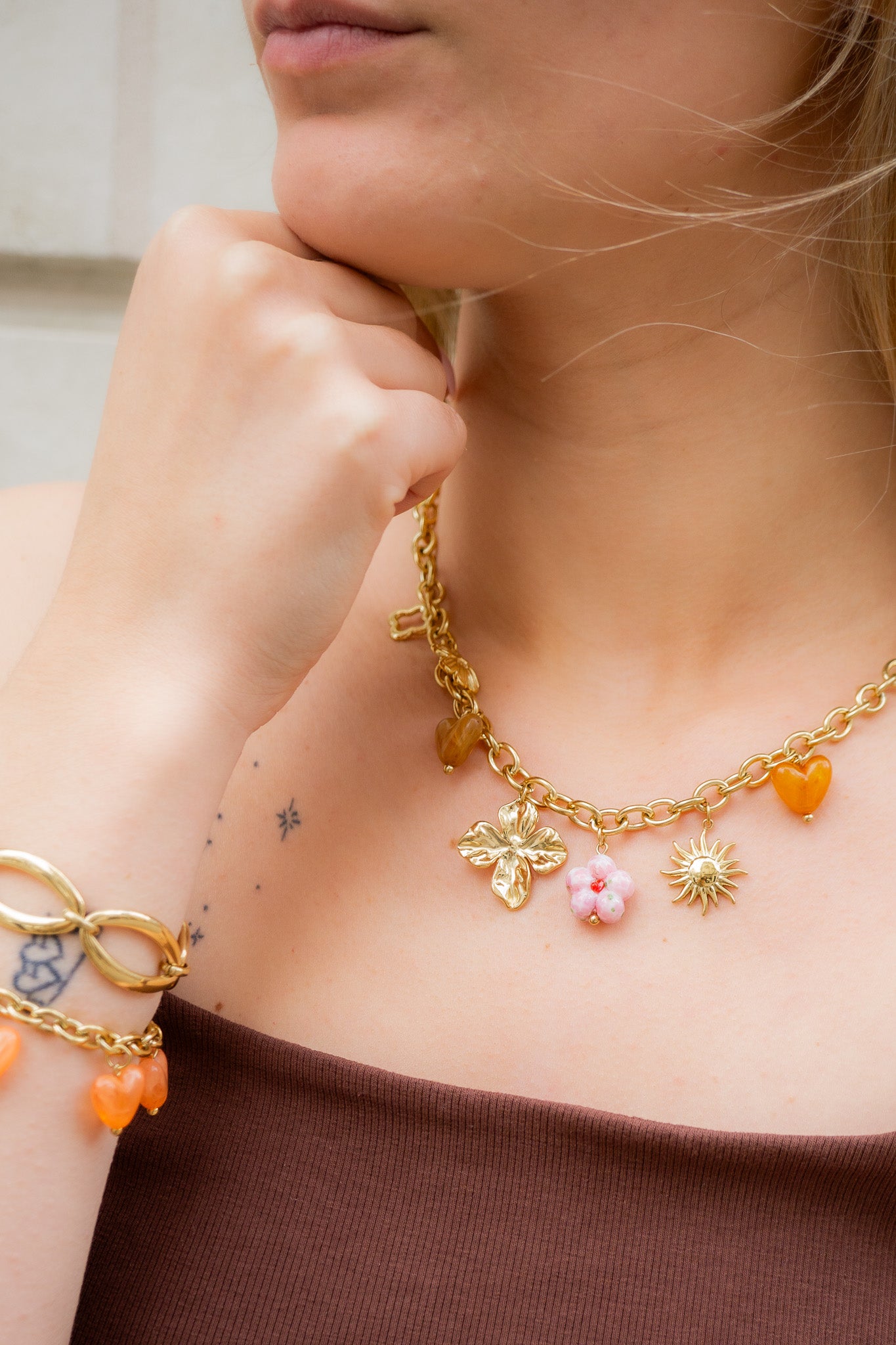 collier-marron-acier-inoxydable-bloom