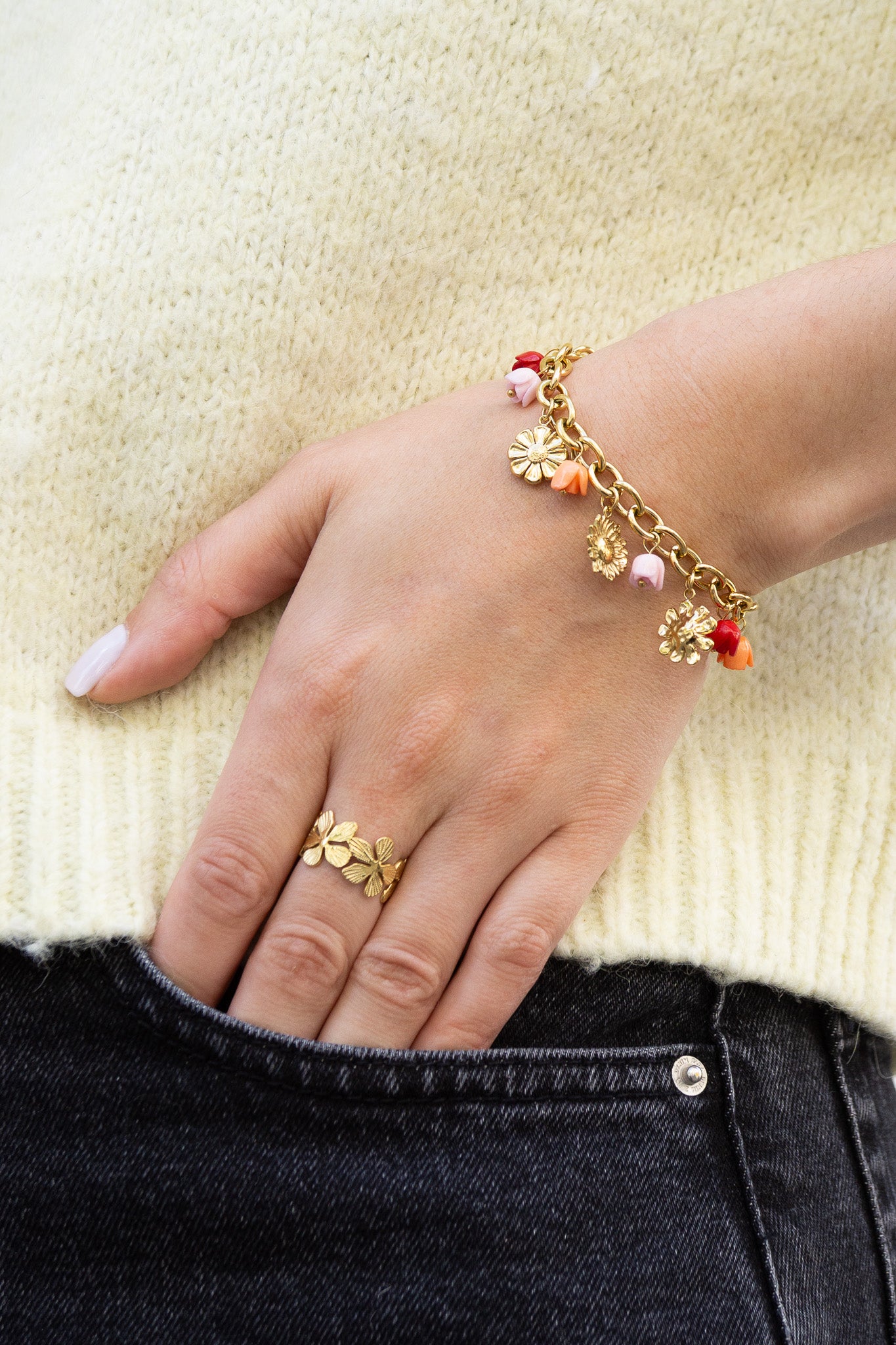 bracelet-tulipe-rose-orange-acier-inoxydable