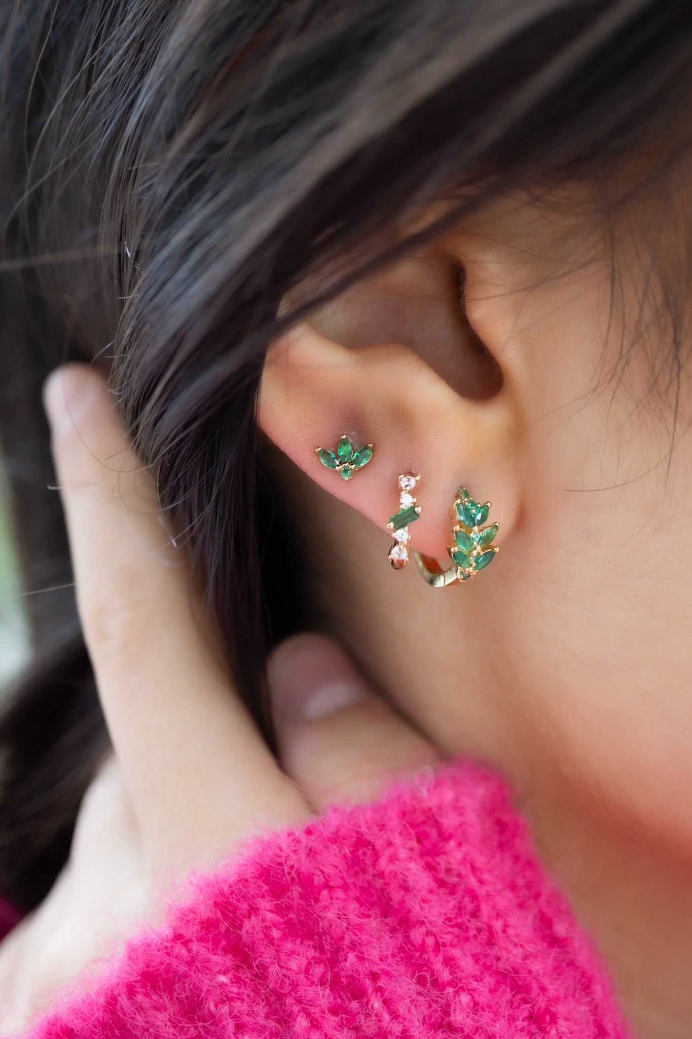 mini-creole-boucle-oreille-plaque-or-verte-strass