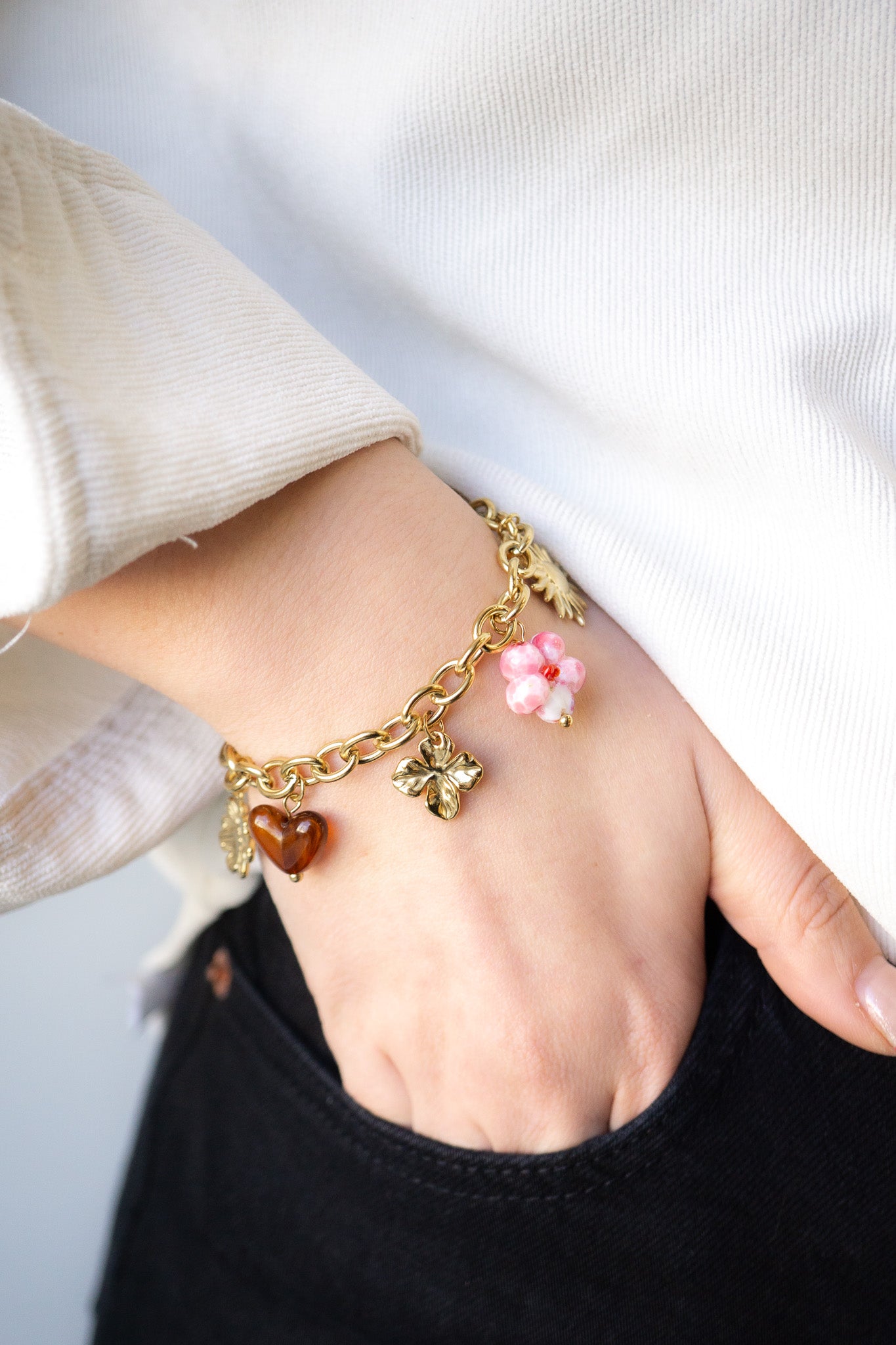 bracelet-pampille-doré-acier-inoxydable