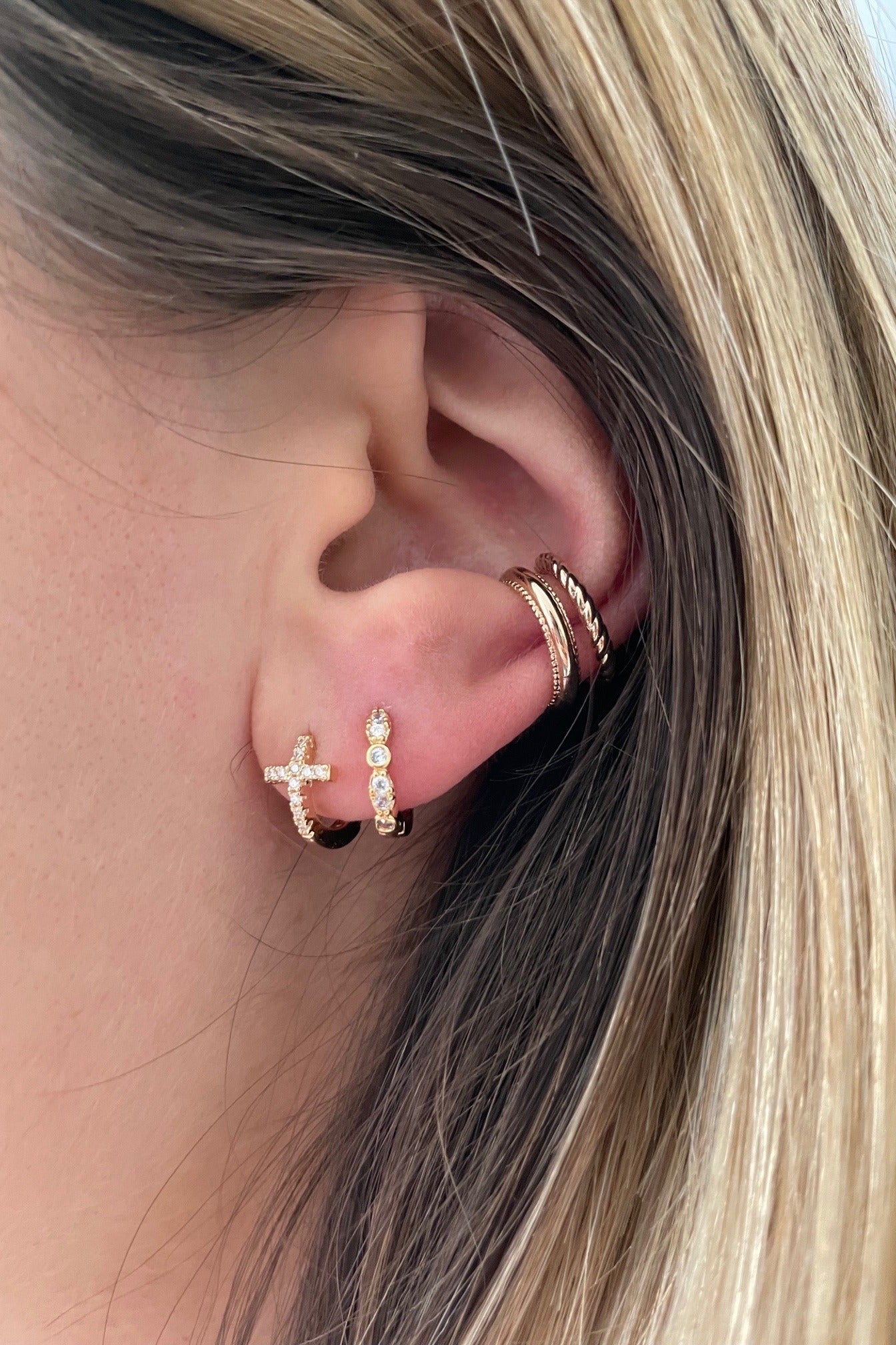 Mini créole Cross - Plaqué or