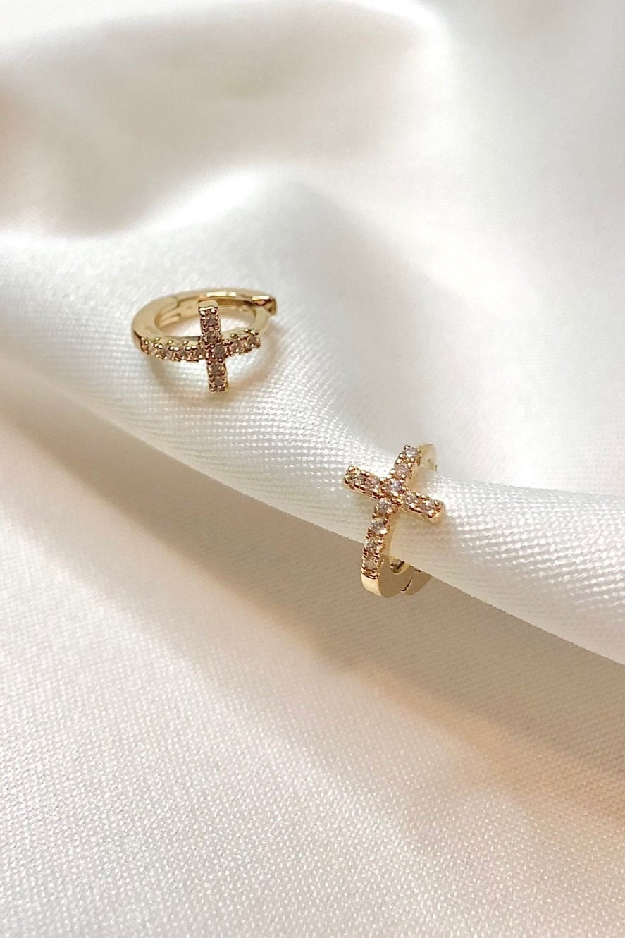 Mini créole Cross - Plaqué or