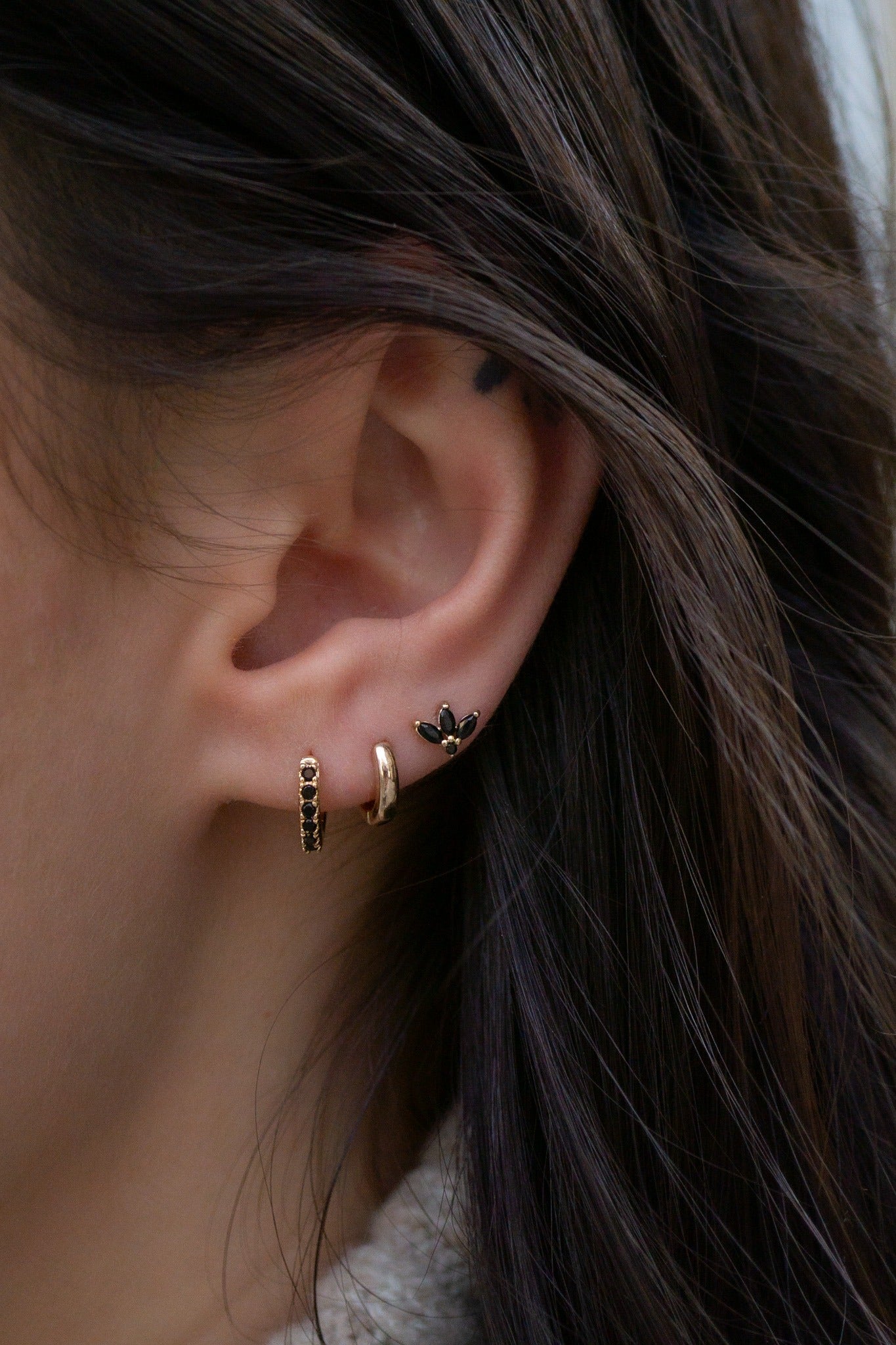 Mini créole Isee "Noir" - Plaqué or