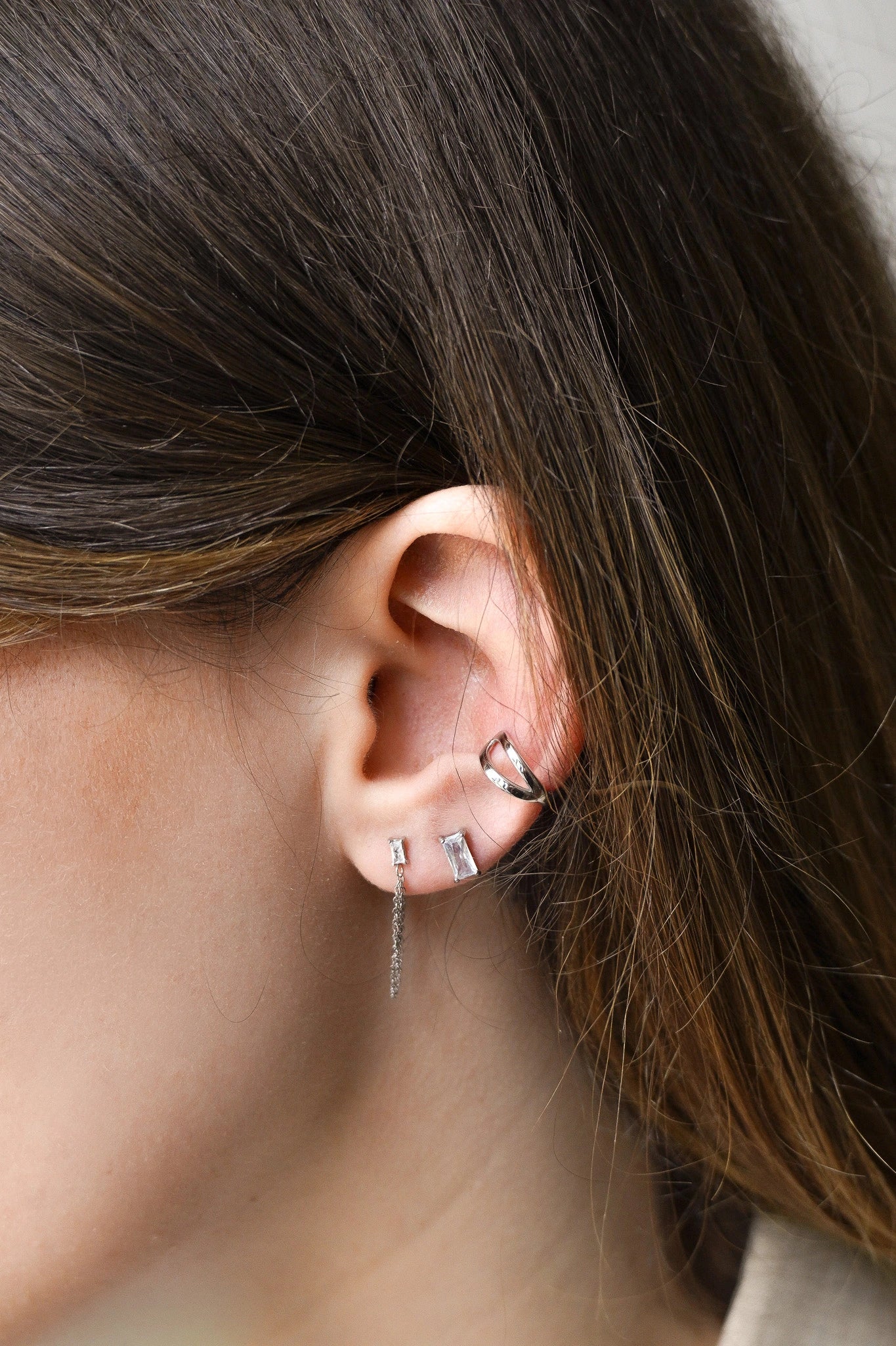 Bague d'oreille croisée - Argenté